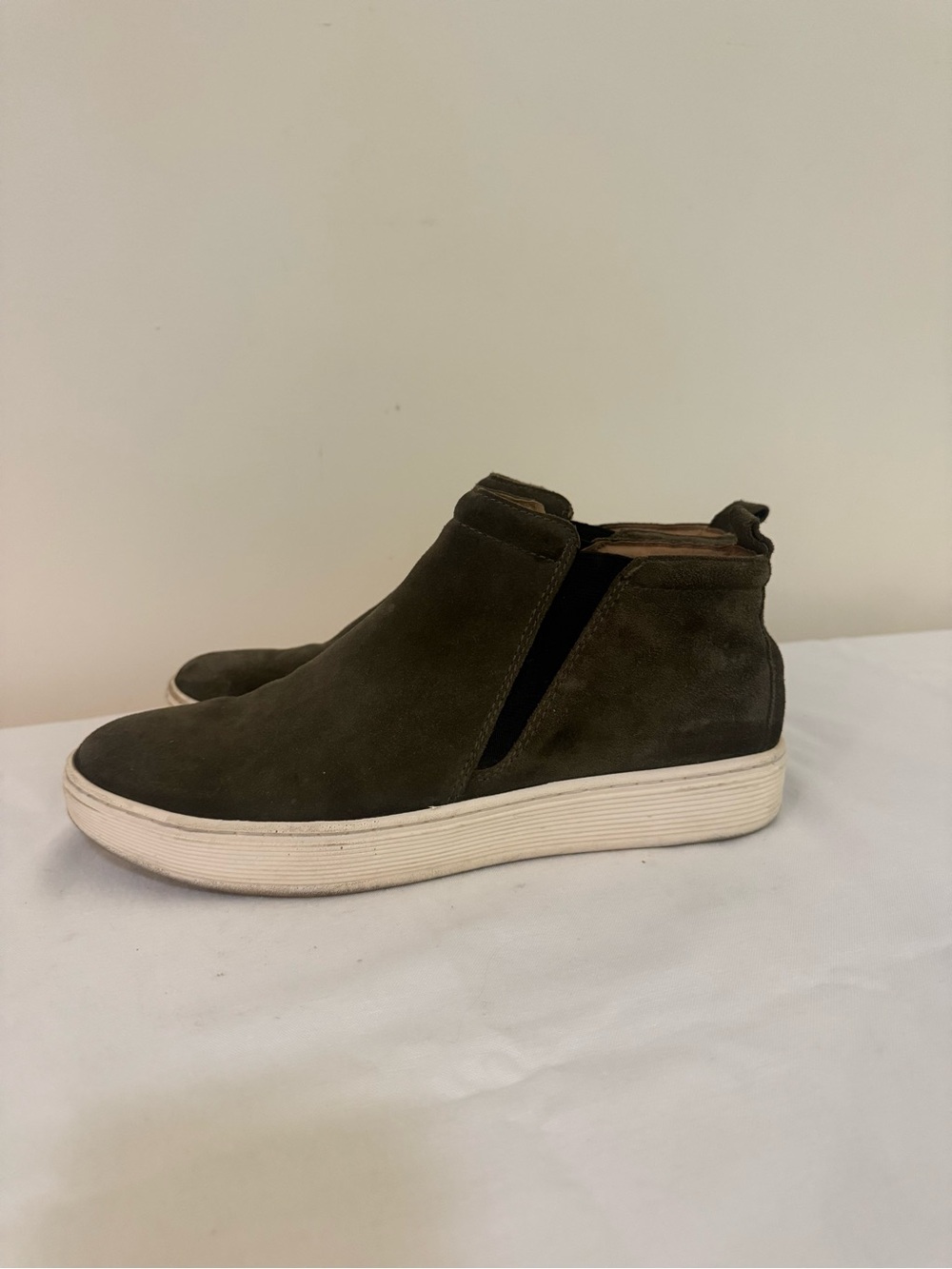 Sofft Olive Green Suede Slip-On High-Top Sneakers